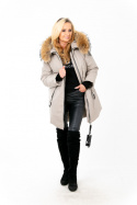 ELEGANCKI PŁASZCZ KURTKA ZIMOWA PIĘKNY NATURALNY JENOT PLUS SIZE (DUŻE ROZMIARY)