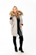 ELEGANCKI PŁASZCZ KURTKA ZIMOWA PIĘKNY NATURALNY JENOT PLUS SIZE (DUŻE ROZMIARY)