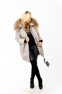 ELEGANCKI PŁASZCZ KURTKA ZIMOWA PIĘKNY NATURALNY JENOT PLUS SIZE (DUŻE ROZMIARY)