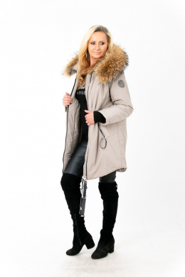 ELEGANCKI PŁASZCZ KURTKA ZIMOWA PIĘKNY NATURALNY JENOT PLUS SIZE (DUŻE ROZMIARY)