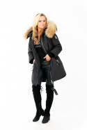 ELEGANCKI PŁASZCZ KURTKA ZIMOWA PIĘKNY NATURALNY JENOT PLUS SIZE (DUŻE ROZMIARY)