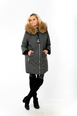 ELEGANCKI PŁASZCZ KURTKA ZIMOWA PIĘKNY NATURALNY JENOT PLUS SIZE (DUŻE ROZMIARY)