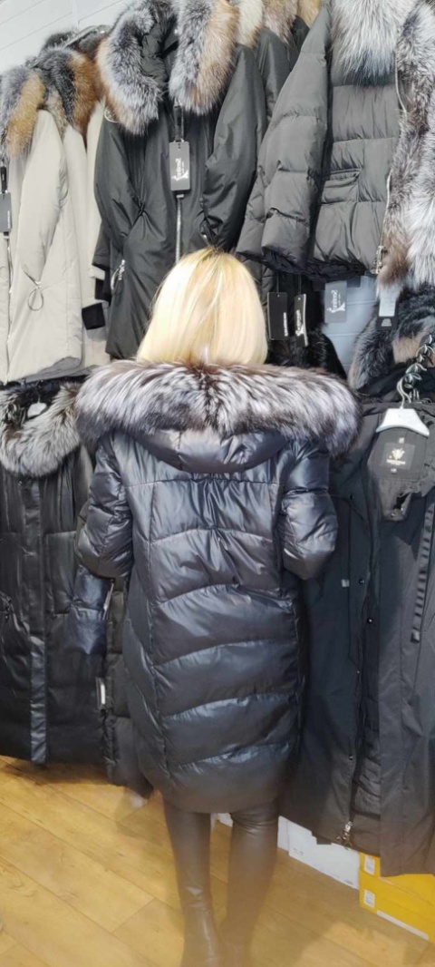 EKSKLUZYWNY EFEKTOWNY PŁASZCZ PUCHOWY JAKOŚĆ PREMIUM NATURALNY SREBRNY LIS EKSKLUZYWNY EFEKTOWNY PŁASZCZ PUCHOWY JAKOŚĆ PREMIUM NATURALNY SREBRNY LIS