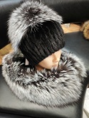 CZAPKA Z NATURALNEGO FUTRA Z NOREK I POMPONEM Z JENOTA LUB SREBRNEGO LISA ROZMIAR UNIWERSALNY