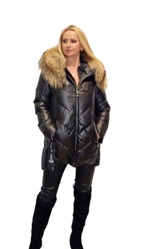 ELEGANCKA KURTKA ZIMOWA PIĘKNY NATURALNY JENOT PLUS SIZE (DUŻE ROZMIARY)