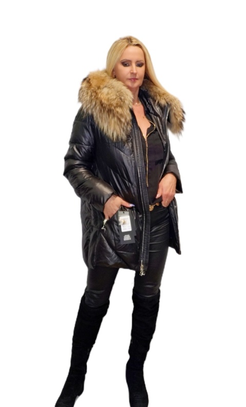 ELEGANCKA KURTKA ZIMOWA PIĘKNY NATURALNY JENOT PLUS SIZE (DUŻE ROZMIARY)