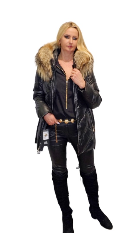 ELEGANCKA KURTKA ZIMOWA PIĘKNY NATURALNY JENOT PLUS SIZE (DUŻE ROZMIARY)