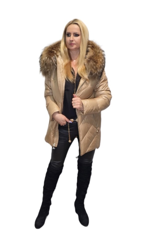 ELEGANCKA KURTKA ZIMOWA PIĘKNY NATURALNY JENOT PLUS SIZE (DUŻE ROZMIARY)