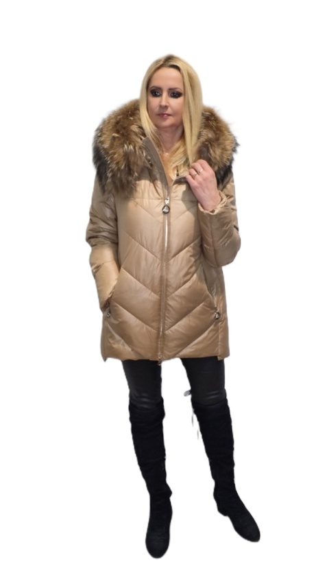 ELEGANCKA KURTKA ZIMOWA PIĘKNY NATURALNY JENOT PLUS SIZE (DUŻE ROZMIARY)