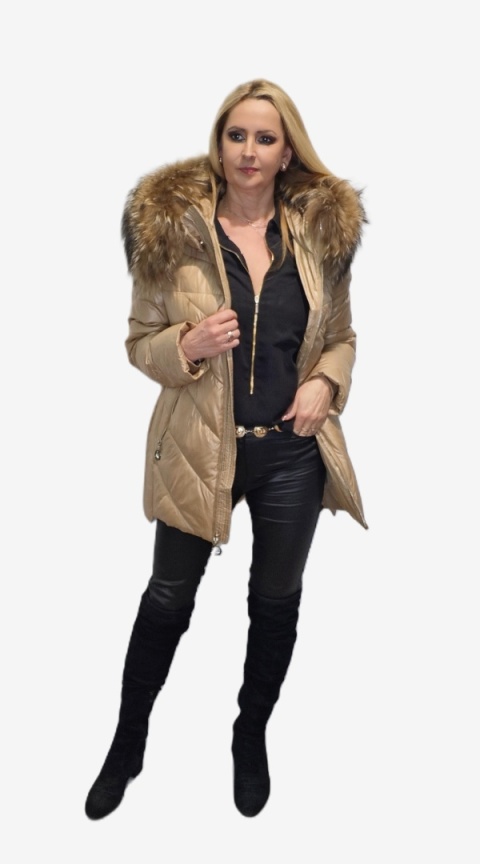 ELEGANCKA KURTKA ZIMOWA PIĘKNY NATURALNY JENOT PLUS SIZE (DUŻE ROZMIARY)