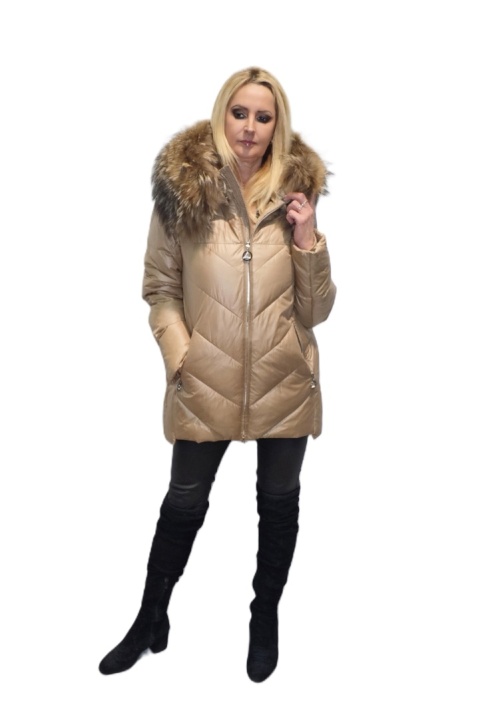 ELEGANCKA KURTKA ZIMOWA PIĘKNY NATURALNY JENOT PLUS SIZE (DUŻE ROZMIARY)