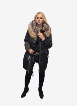 REWELACYJNY PŁASZCZ PUCHOWY PIĘKNY SREBRNY LIS HIT
