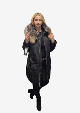 REWELACYJNY PŁASZCZ PUCHOWY PIĘKNY SREBRNY LIS HIT