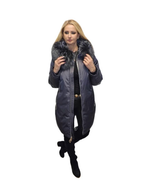 REWELACYJNY PŁASZCZ PUCHOWY PIĘKNY SREBRNY LIS HIT