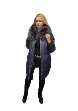 REWELACYJNY PŁASZCZ PUCHOWY PIĘKNY SREBRNY LIS HIT