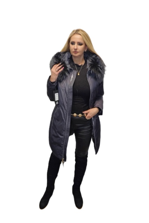 REWELACYJNY PŁASZCZ PUCHOWY PIĘKNY SREBRNY LIS HIT