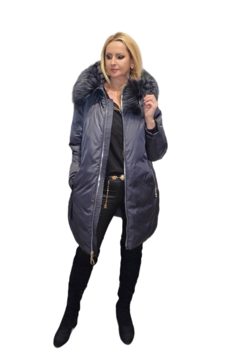 REWELACYJNY PŁASZCZ PUCHOWY PIĘKNY SREBRNY LIS HIT