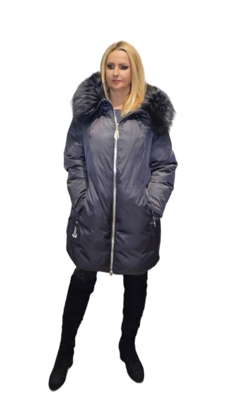 REWELACYJNY PŁASZCZ PUCHOWY PIĘKNY SREBRNY LIS HIT