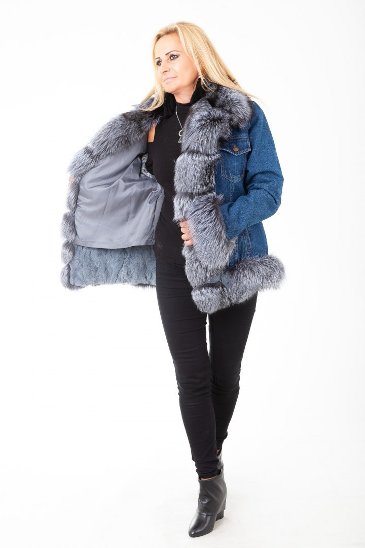 EKSKLUZYWNA PARKA DŻINSOWA DAMSKA OBSZYTA PIĘKNYM NATURALNYM FUTREM Z LISA EKSKLUZYWNA PARKA DŻINSOWA DAMSKA OBSZYTA PIĘKNYM NATURALNYM FUTREM Z LISA
